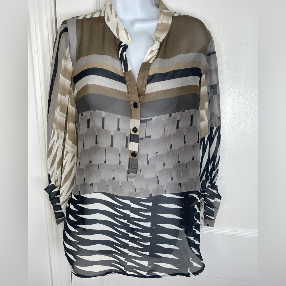 Joseph Ribkoff Elegant Brown and Cream Blouse